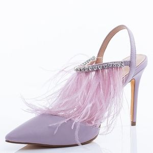 👣SPARKL 🩰Fairy Couture Lilac Birds the Word Feather Heels